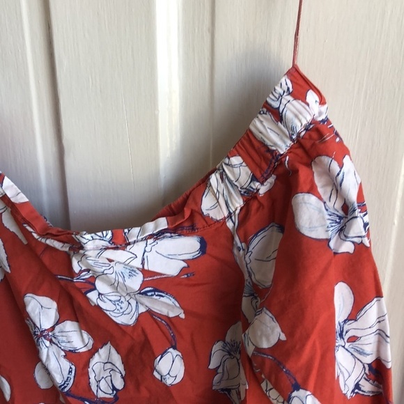 Loft Off the Shoulder Elastic Neckline Floral Boxy 100% Cotton Top Blouse S - Picture 4 of 8